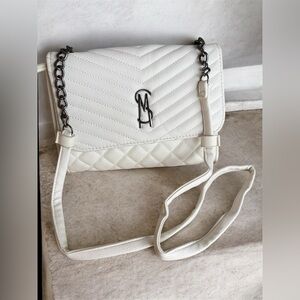 Steve Madden White Quilted Crossbody Bag